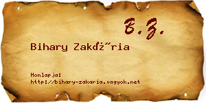 Bihary Zakária névjegykártya